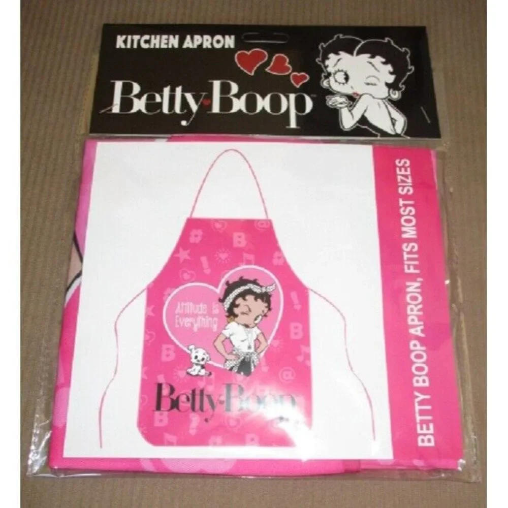 New Sassy Betty Boop & Pudgy Attitude Pink Apron Kitchen Cooking Gift Oven Grill - Picture 3 of 3